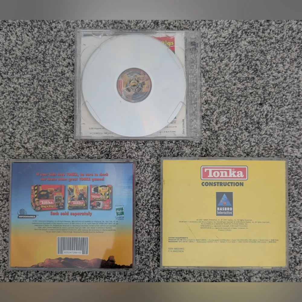 Lot of 3 TONKA PC CD-ROM Windows Search & Rescue 2 Construction Monster Trucks